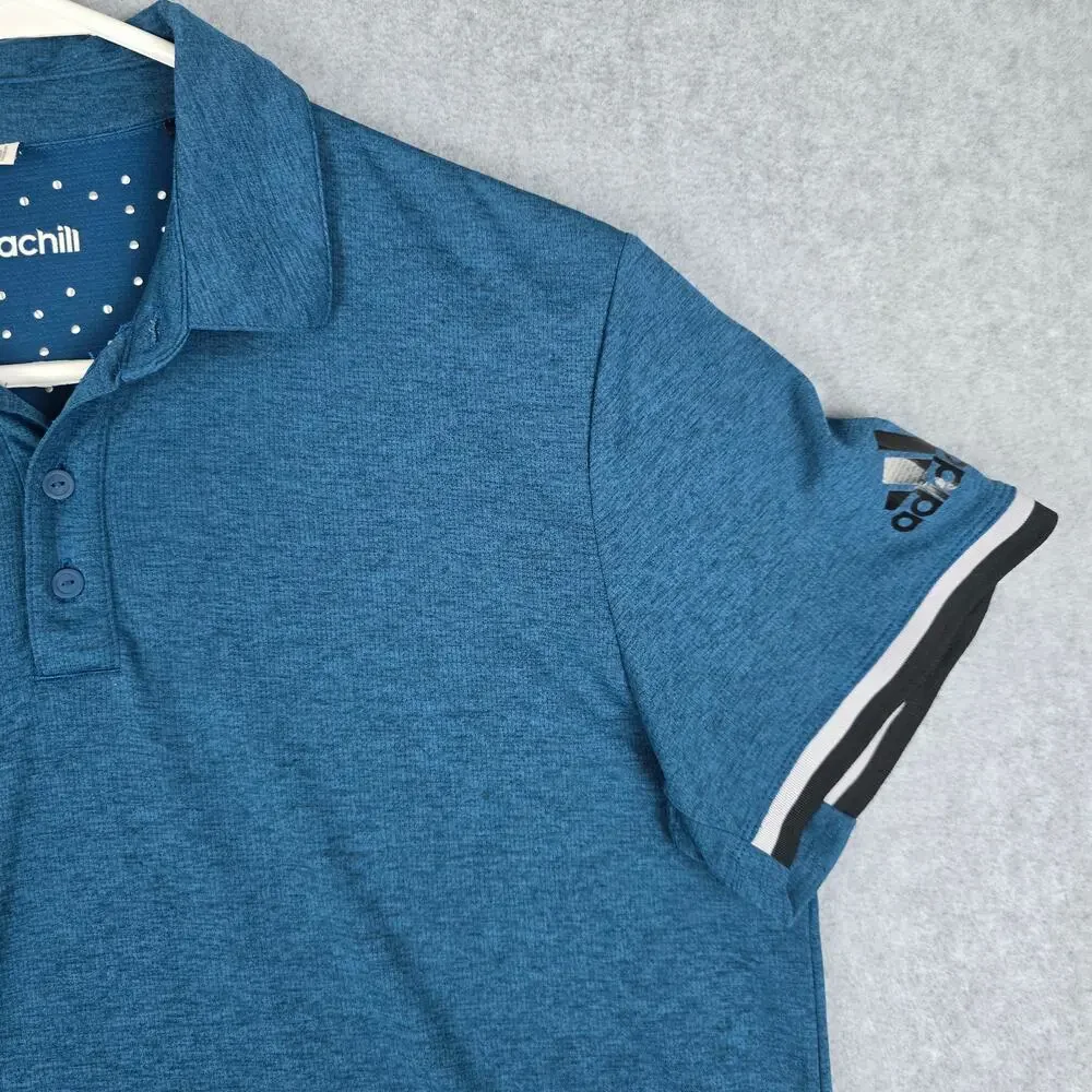 Adidas Mens Medium Teal Climachill Short Sleeve Polo Shirt